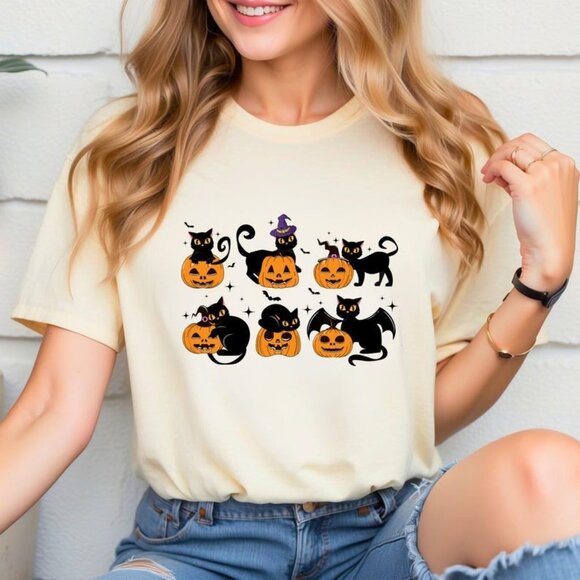 Tops - Cute Halloween Ghost Boo Cat, Halloween Cat, Halloween Shirt